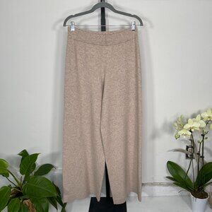 Veronica Beard Jenkins Merino Wool And Cashmere Oatmeal Wide-Leg Trouser Size L